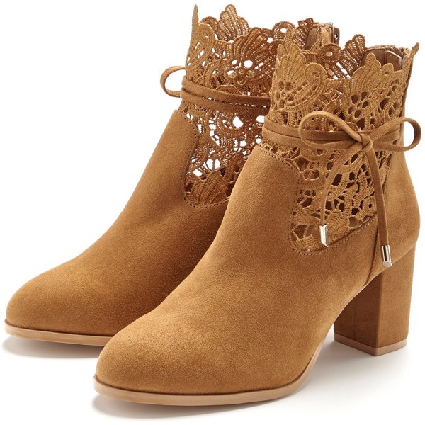 LASCANA Herbststiefelette, Ankle Boot, Stiefel, High-Heel-Stiefelette mit modischer Spitze und bequemen Blockabsatz