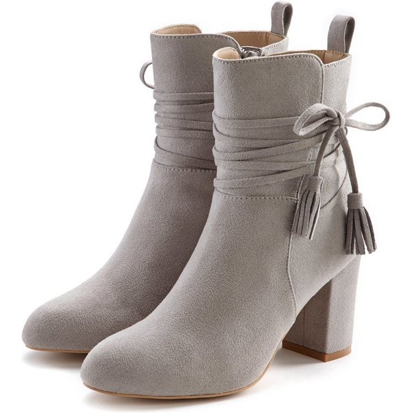 LASCANA High-Heel-Stiefelette, Ankle Boots, Stiefel, Stiefelette mit Blockabsatz und raffinierten Riemchen