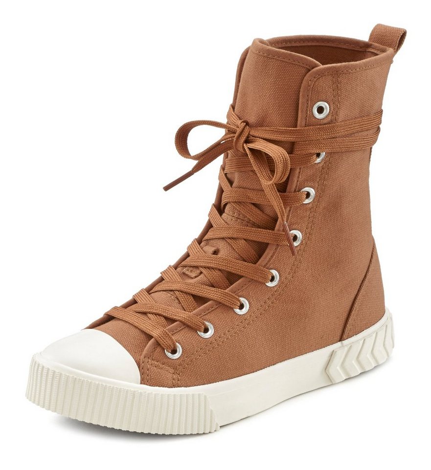 LASCANA High-Top Sneaker, Textil-Boot, Herbststiefelette, Schnürschuh, Stiefelette im Combat Look VEGAN – Bild 2 von 5