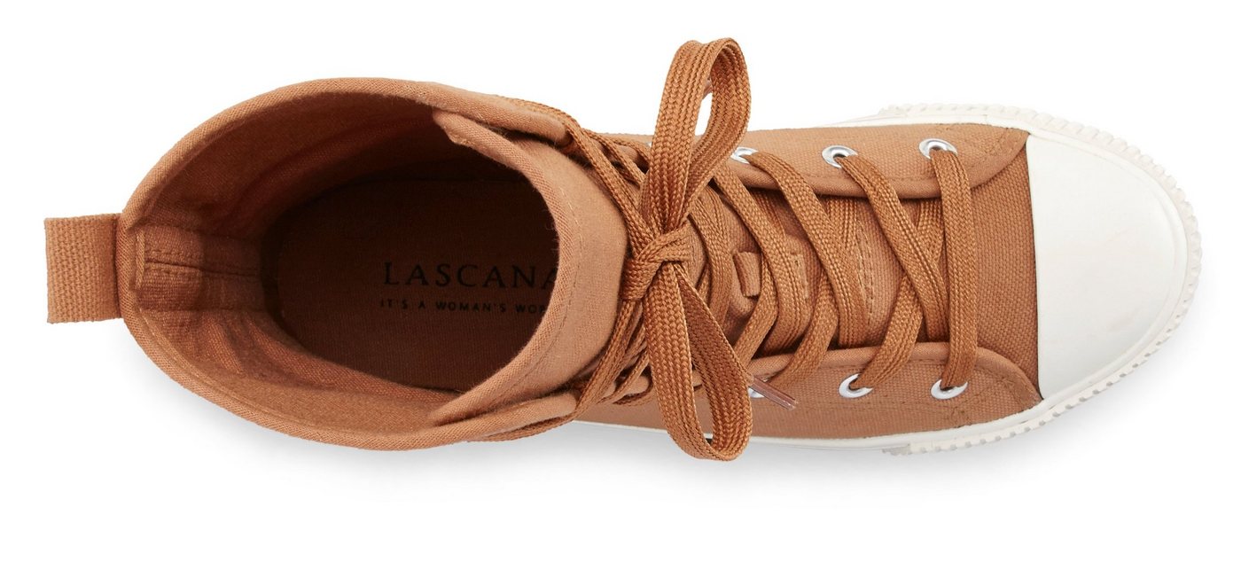 LASCANA High-Top Sneaker, Textil-Boot, Herbststiefelette, Schnürschuh, Stiefelette im Combat Look VEGAN – Bild 3 von 5