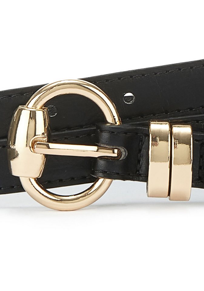 LASCANA Hüftgürtel Hosengürtel, Anzuggürtel, Jeansgürtel, Taillengürtel, Gürtel für Kleid & Overall, im klassischen Design mit goldfarbenen Details – Bild 3 von 3