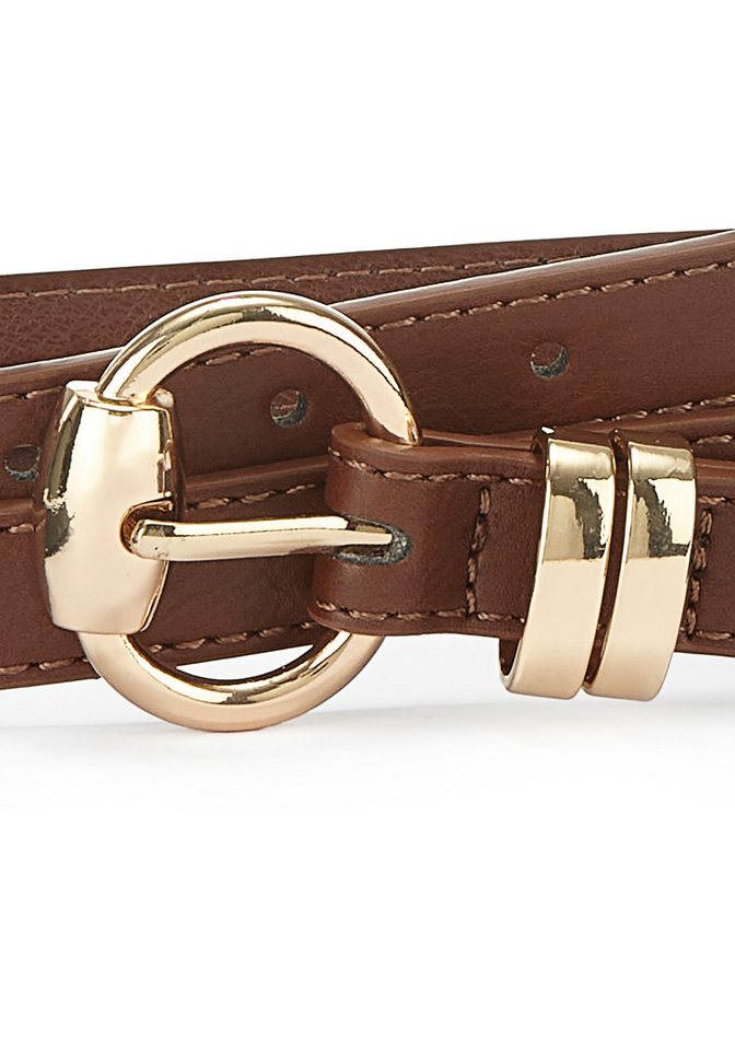 LASCANA Hüftgürtel Hosengürtel, Anzuggürtel, Jeansgürtel, Taillengürtel, Gürtel für Kleid & Overall, im klassischen Design mit goldfarbenen Details – Bild 4 von 5