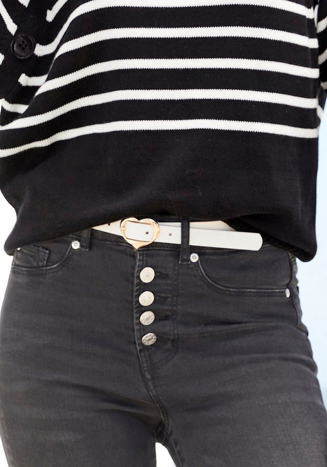 LASCANA Hüftgürtel Hosengürtel, Anzuggürtel, schmaler Gürtel, Jeansgürtel für Hosen, Jeans & Kleider mit dekorativer Herz-Schnalle – Bild 2 von 5