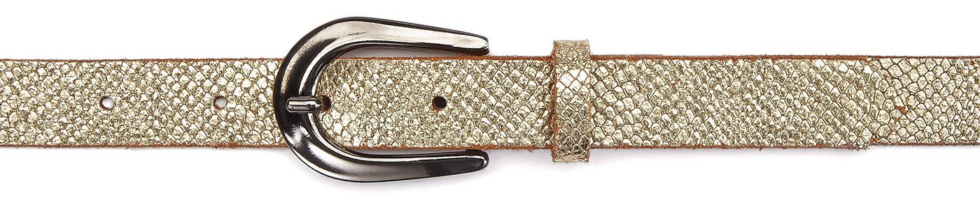 LASCANA Hüftgürtel Ledergürtel, schmaler Gürtel, Anzuggürtel aus Leder in Metallic-Snake-Optik für Hosen, Jeans & Kleider – Bild 5 von 5