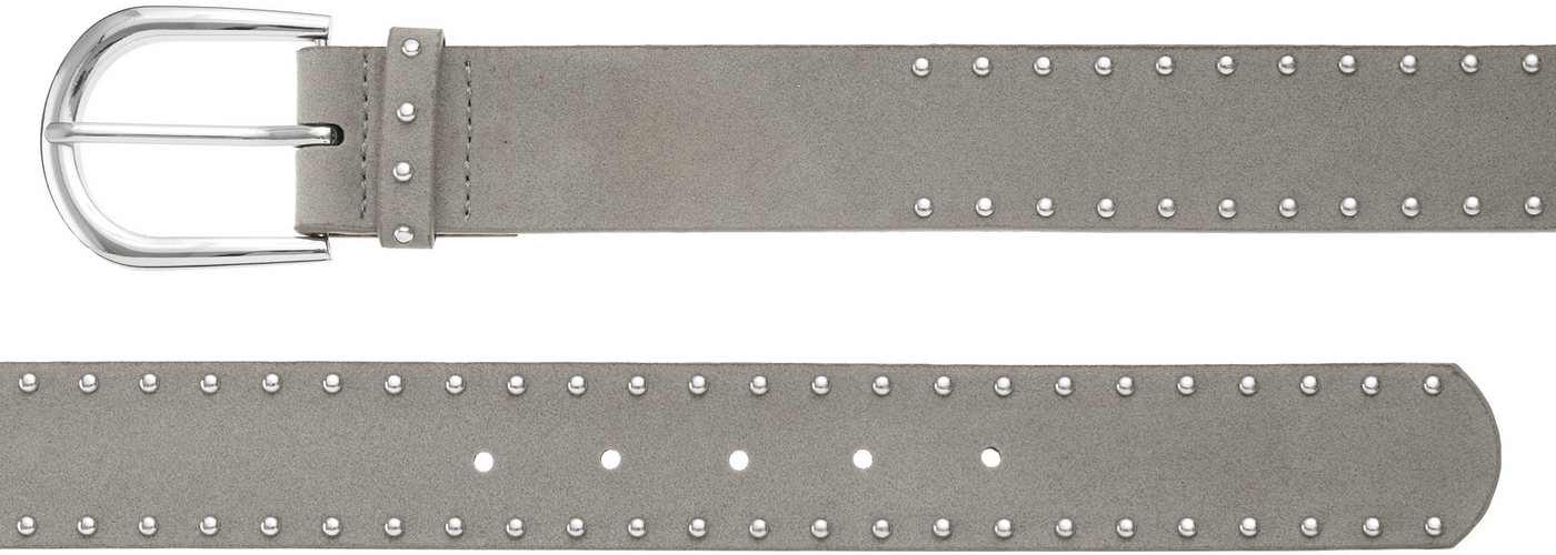 LASCANA Hüftgürtel Nietengürtel, Anzuggürtel, Gürtel, Jeansgürtel, Hosengürtel in Veloursleder-Optik mit kleinen Nieten für Jeans & Hosen – Bild 2 von 4