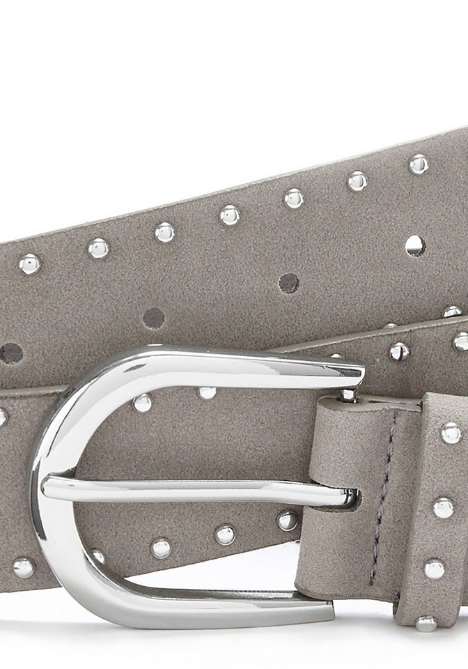 LASCANA Hüftgürtel Nietengürtel, Anzuggürtel, Gürtel, Jeansgürtel, Hosengürtel in Veloursleder-Optik mit kleinen Nieten für Jeans & Hosen – Bild 3 von 4