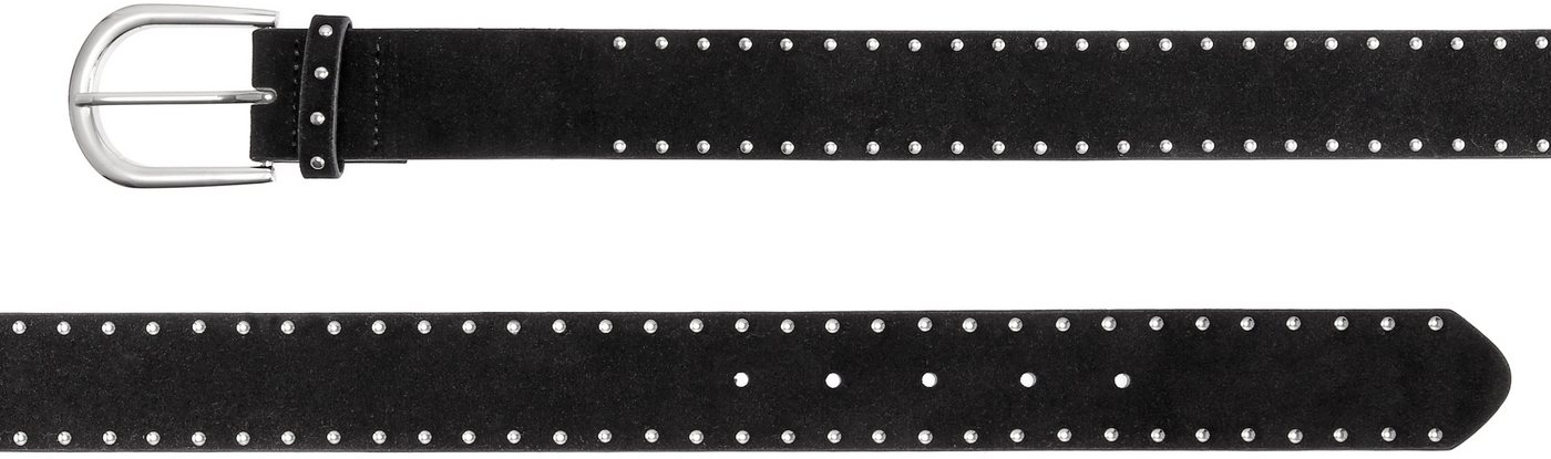 LASCANA Hüftgürtel Nietengürtel, Anzuggürtel, Gürtel, Jeansgürtel, Hosengürtel in Veloursleder-Optik mit kleinen Nieten für Jeans & Hosen – Bild 3 von 4