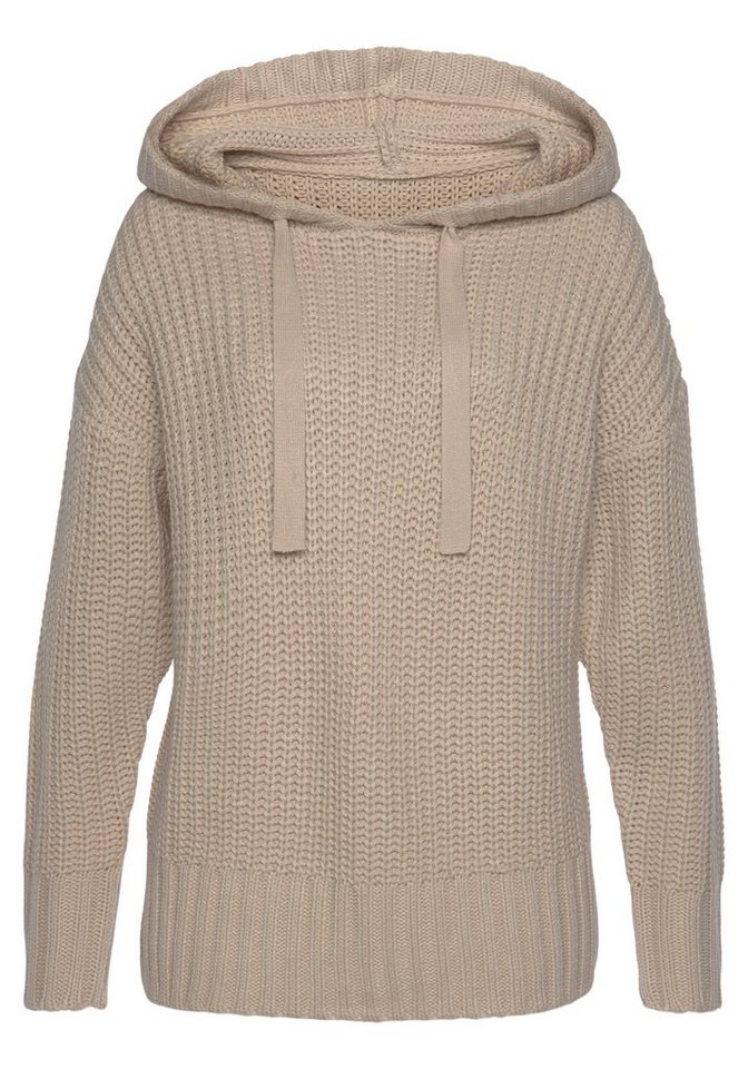 LASCANA Kapuzenpullover aus weichem Grobstrick weicher Strickpullover mit Kapuze, gestrickter Hoodie, Oversize,casual – Bild 2 von 5