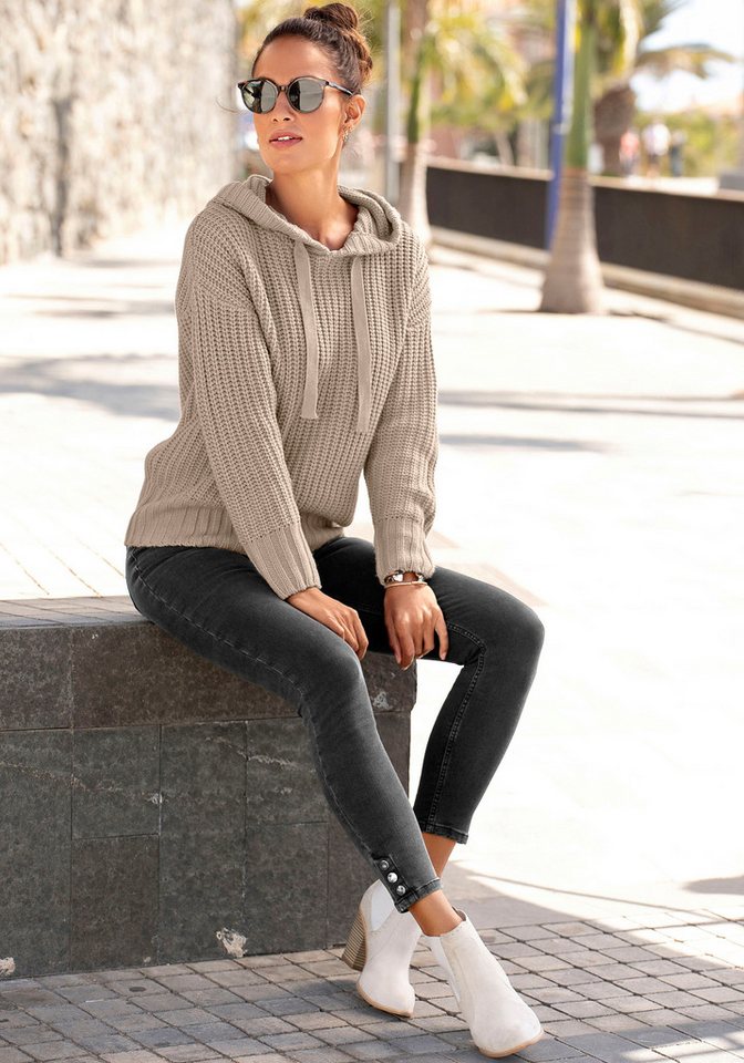 LASCANA Kapuzenpullover aus weichem Grobstrick weicher Strickpullover mit Kapuze, gestrickter Hoodie, Oversize,casual – Bild 3 von 5