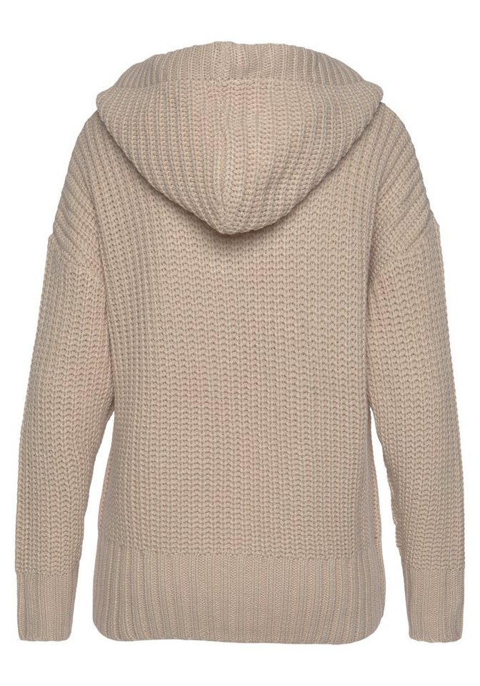 LASCANA Kapuzenpullover aus weichem Grobstrick weicher Strickpullover mit Kapuze, gestrickter Hoodie, Oversize,casual – Bild 4 von 5