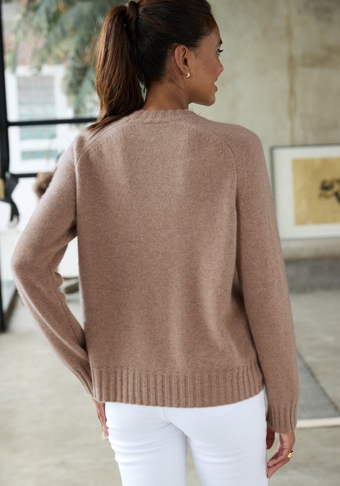 LASCANA Kaschmirpullover mit Rundhalsausschnitt aus superweicher Qualität lockerer Pullover aus reinem Kaschmir, Feinstrickpullover, Basic – Bild 3 von 5