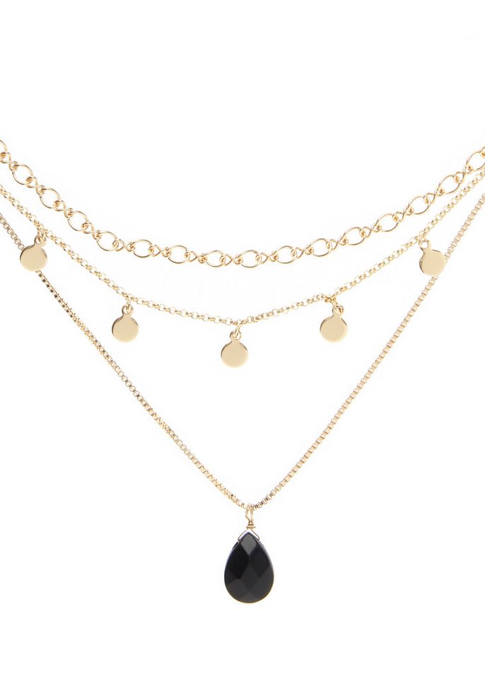 LASCANA Kette mit Anhänger, Halskette in Lagen-Look mit Tropfen-Anhänger – Bild 3 von 4