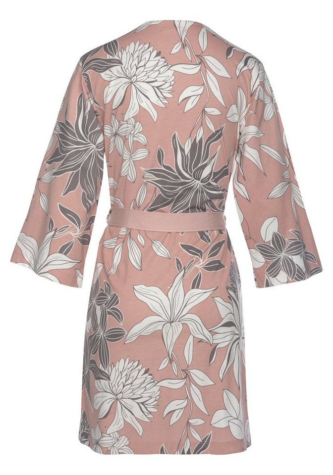 LASCANA Kimono, Kurzform, Single-Jersey, Kimono-Kragen, Gürtel, mit floralem Druck – Bild 3 von 5