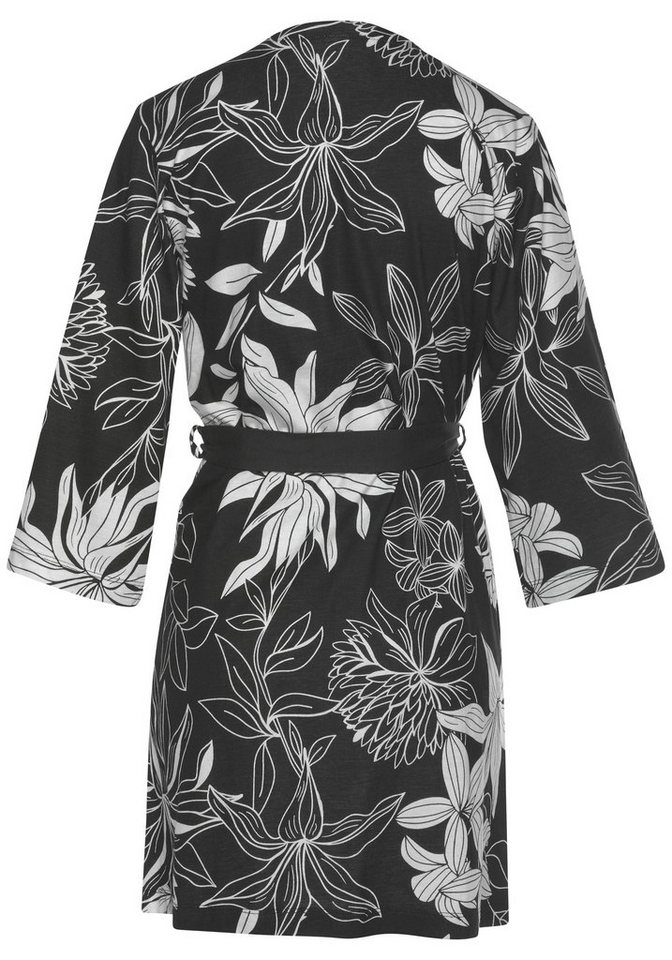 LASCANA Kimono, Kurzform, Baumwollmischung, Kimono-Kragen, Gürtel, mit floralem Druck – Bild 4 von 5