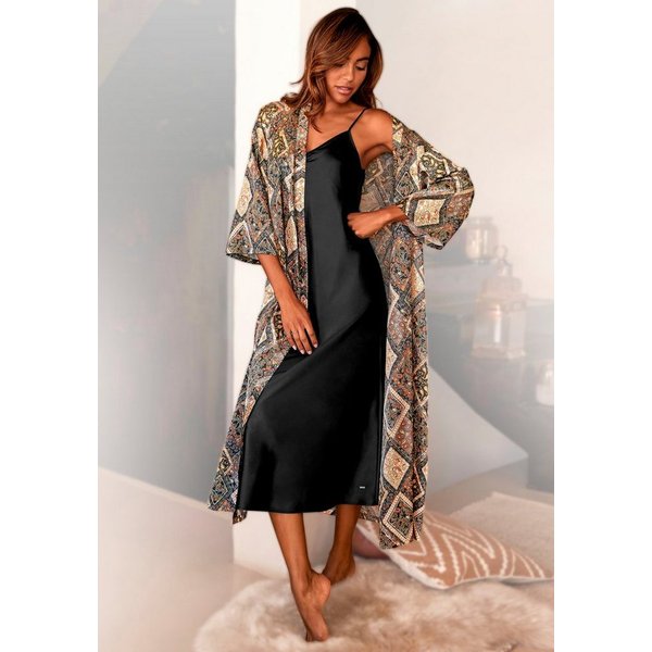 LASCANA Kimono, Langform, Polyestermischung, in edler Satin-Qualität