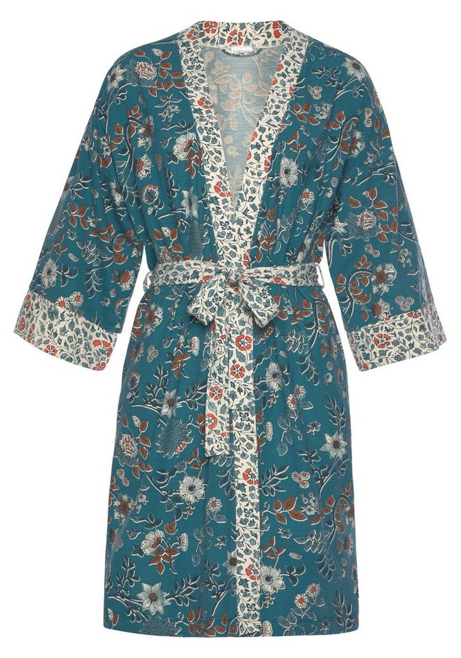 LASCANA Kimono, Kurzform, Jersey, Kimono-Kragen, Gürtel, mit Blumen Allover-Druck – Bild 2 von 5