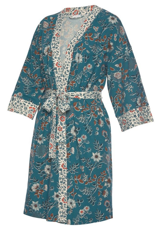 LASCANA Kimono, Kurzform, Jersey, Kimono-Kragen, Gürtel, mit Blumen Allover-Druck – Bild 4 von 5