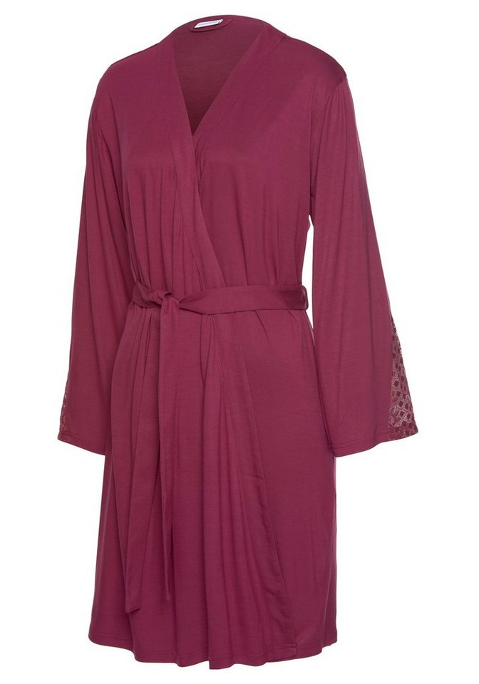 LASCANA Kimono, Kurzform, Viskose, Gürtel, mit langen Ärmeln und Spitzen-Details – Bild 4 von 5