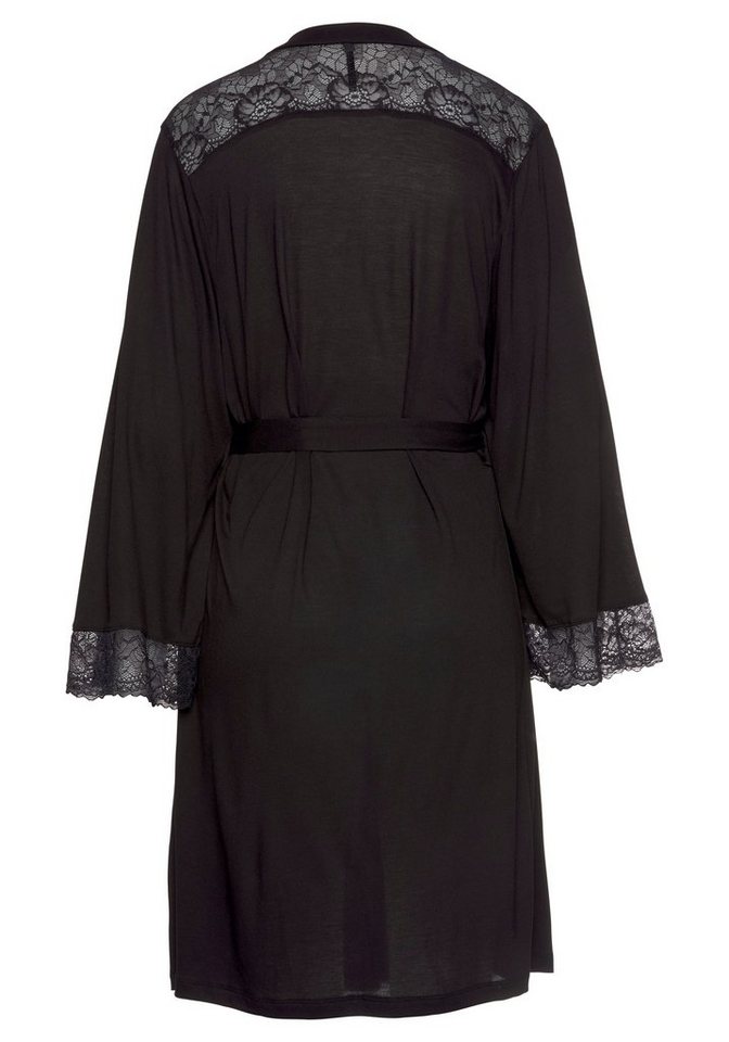 LASCANA Kimono, Kurzform, Viskose, Gürtel, mit Spitzeneinsätzen – Bild 4 von 5