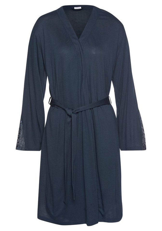 LASCANA Kimono, Kurzform, Viskose, Gürtel, mit langen Ärmeln und Spitzen-Details – Bild 2 von 5