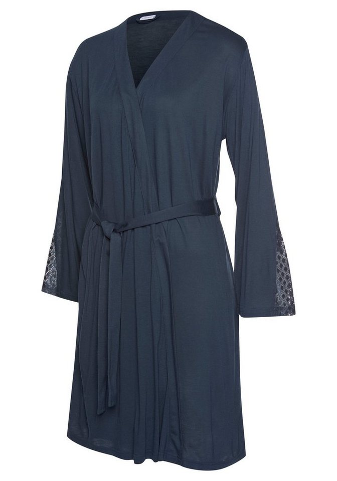 LASCANA Kimono, Kurzform, Viskose, Gürtel, mit langen Ärmeln und Spitzen-Details – Bild 4 von 5
