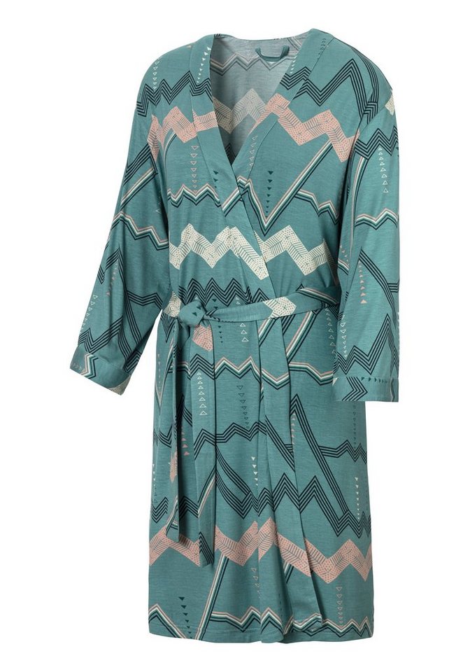 LASCANA Kimono, Kurzform, Viskose, Gürtel, mit grafischem Zick-Zack Muster – Bild 5 von 5