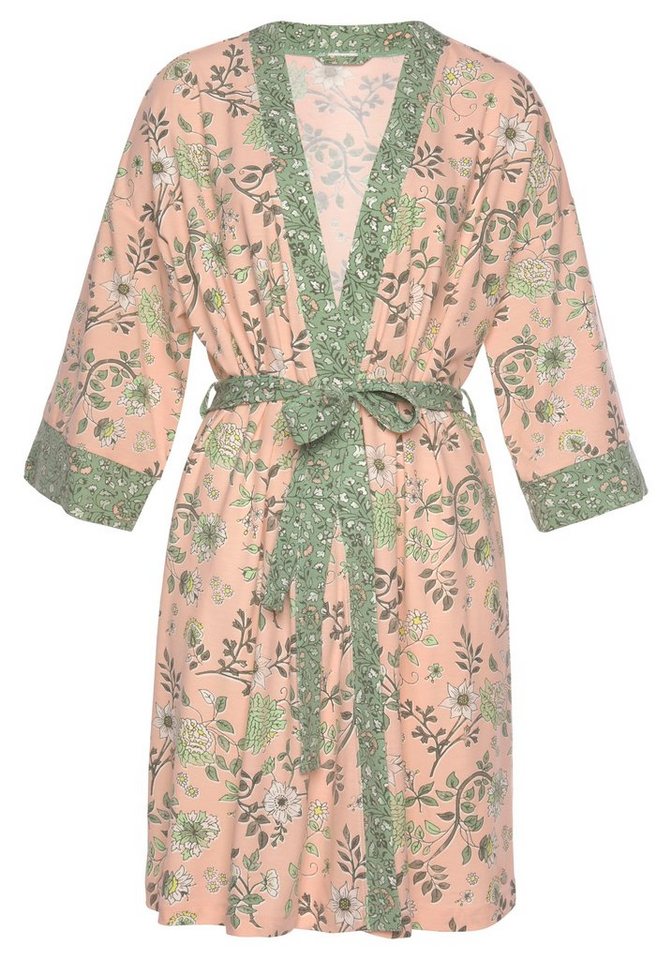 LASCANA Kimono, Kurzform, Viskosemischung, Kimono-Kragen, Gürtel, mit Blumen Allover-Druck – Bild 2 von 5