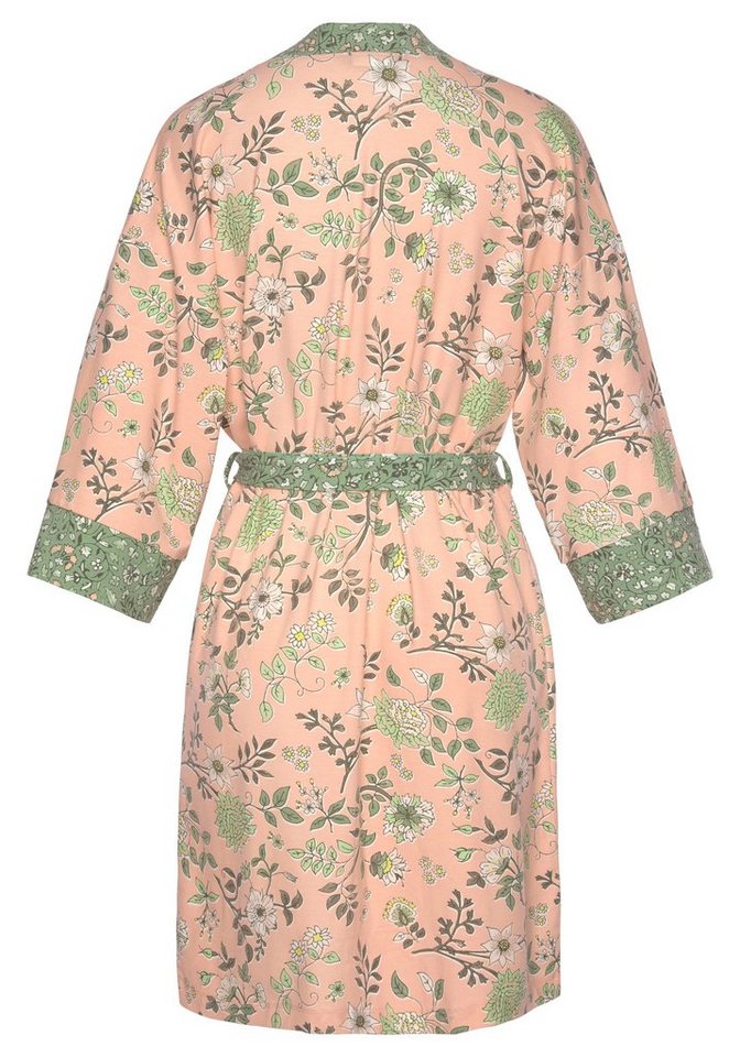 LASCANA Kimono, Kurzform, Viskosemischung, Kimono-Kragen, Gürtel, mit Blumen Allover-Druck – Bild 3 von 5