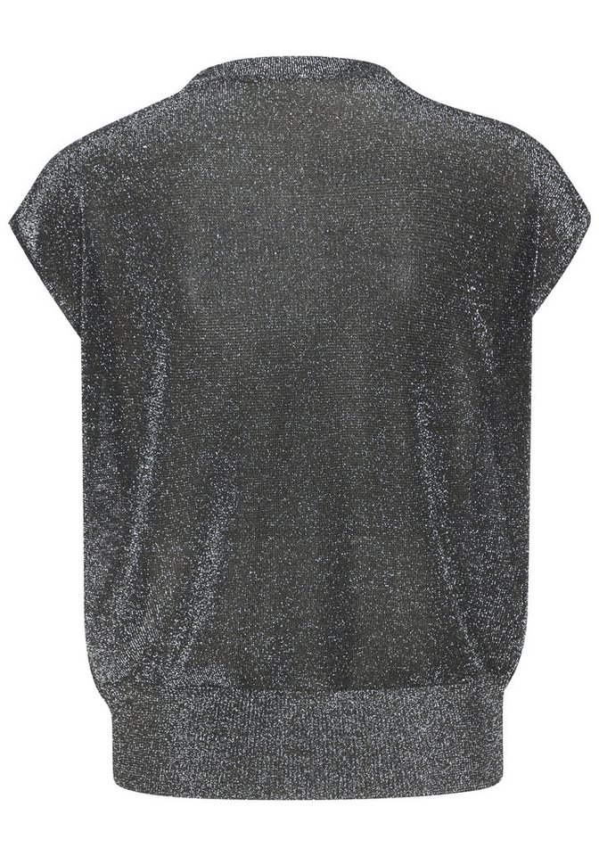 LASCANA Kurzarmpullover aus Glitzergarn mit Gliederketten-Detail Elegantes Strickshirt, leicht transparentes Partyshirt, festlich – Bild 4 von 5