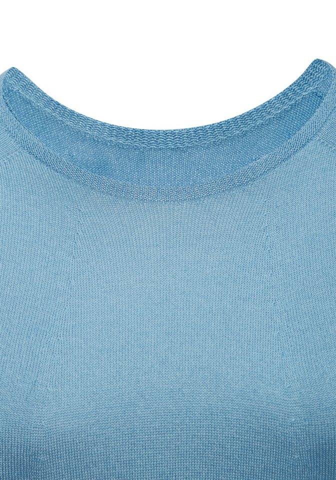 LASCANA Kurzarmpullover aus nahtlosem Feinstrick in Viskosemix hochwertiger Strickpullover, superelastisch, ohne störende Nähte – Bild 5 von 5