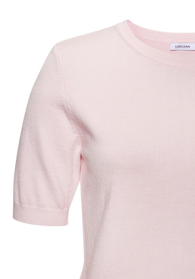 LASCANA Kurzarmpullover in Feinstrick-Qualität, T-Shirt Pullover, basic – Bild 3 von 4