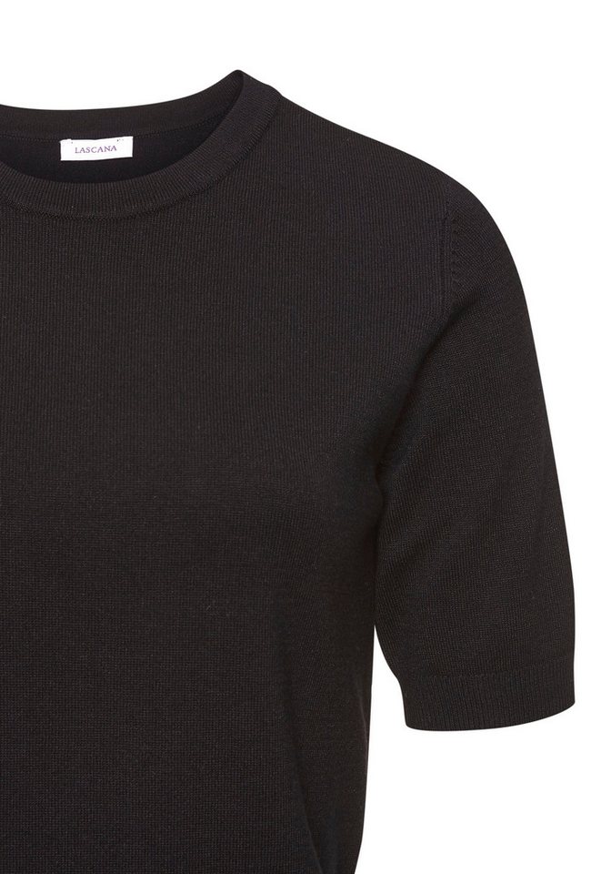 LASCANA Kurzarmpullover in Feinstrick-Qualität, T-Shirt Pullover, basic – Bild 3 von 4
