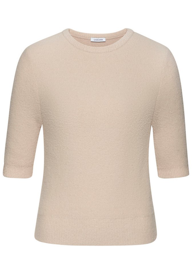 LASCANA Kurzarmpullover mit figurnahem Schnitt aus weichem Strick Kuscheliger Halbarmpullover, flauschiger Strickpullover, Basicpullover – Bild 2 von 5