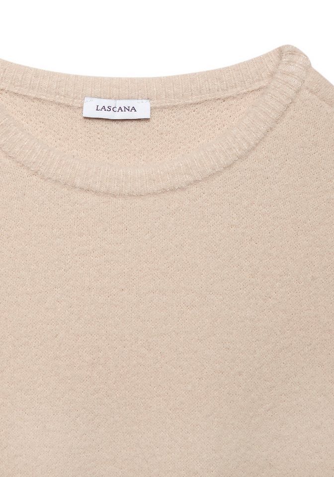 LASCANA Kurzarmpullover mit figurnahem Schnitt aus weichem Strick Kuscheliger Halbarmpullover, flauschiger Strickpullover, Basicpullover – Bild 5 von 5