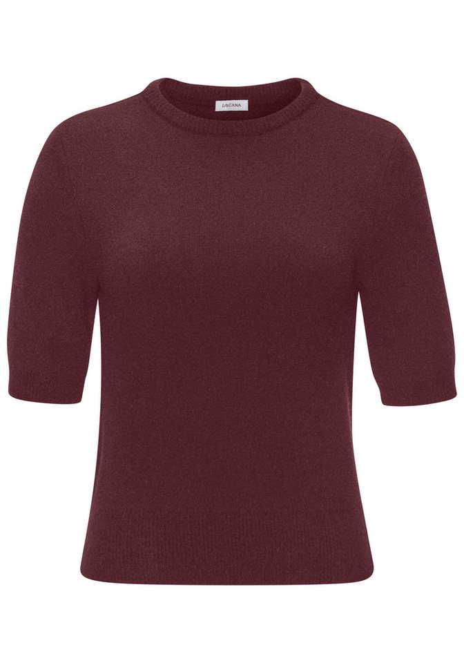 LASCANA Kurzarmpullover mit figurnahem Schnitt aus weichem Strick Kuscheliger Halbarmpullover, flauschiger Strickpullover, Basicpullover – Bild 2 von 5