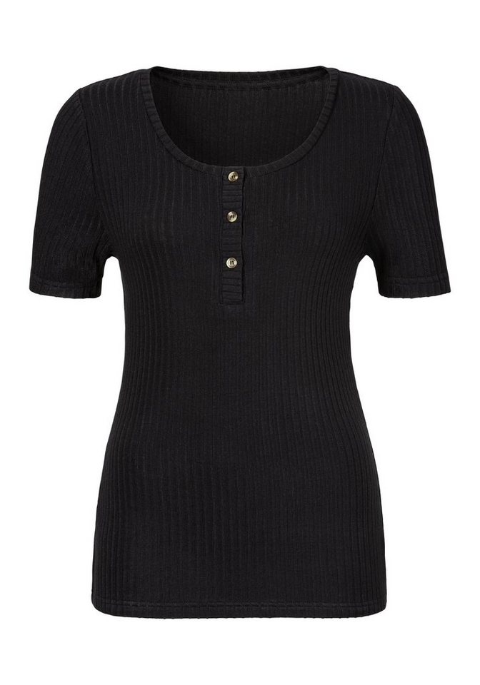 LASCANA Kurzarmshirt aus elastischem Viskose Rippstrick – Bild 2 von 5