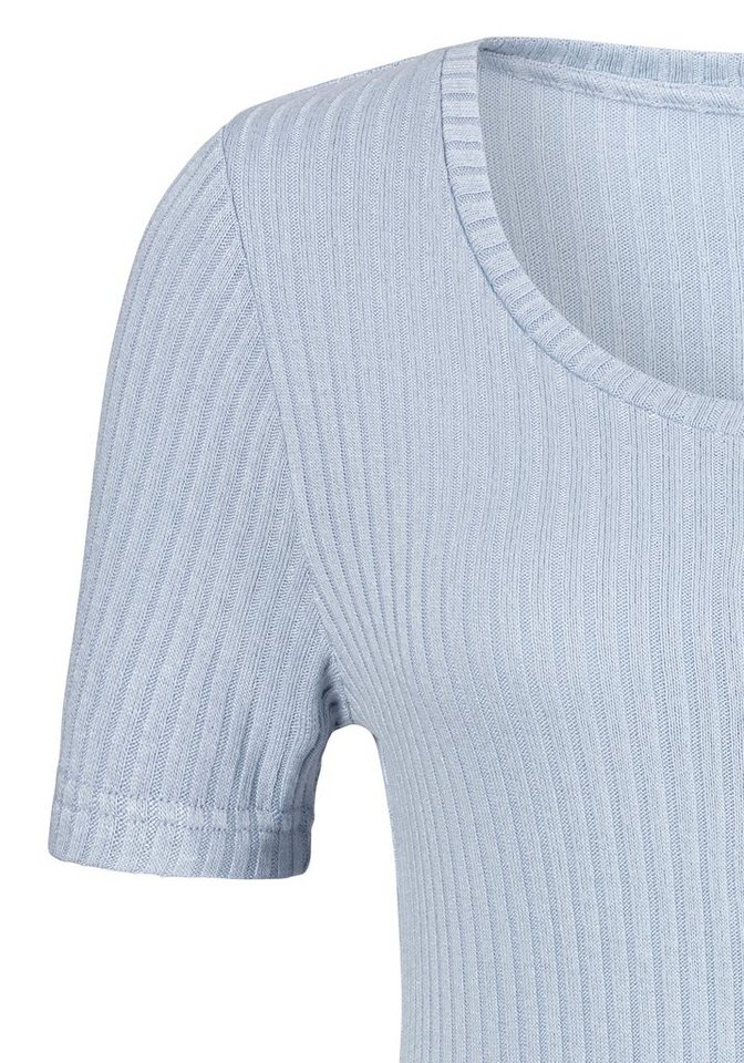 LASCANA Kurzarmshirt aus elastischem Viskose Rippstrick – Bild 4 von 5