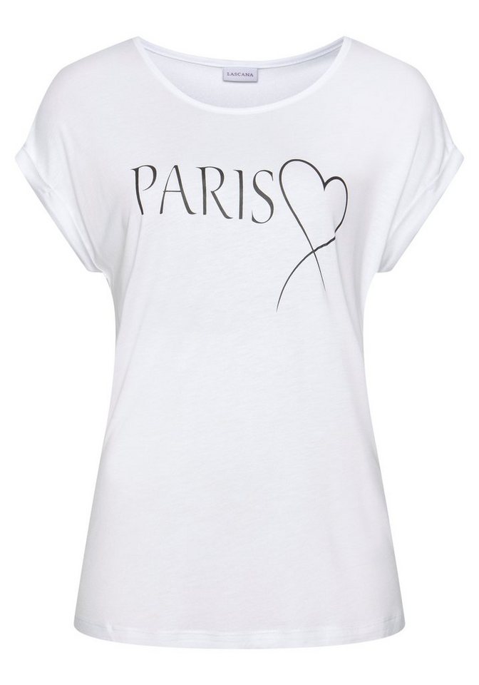 LASCANA Kurzarmshirt mit Frontprint, T-Shirt aus weicher Viskose, casual-chic – Bild 2 von 5