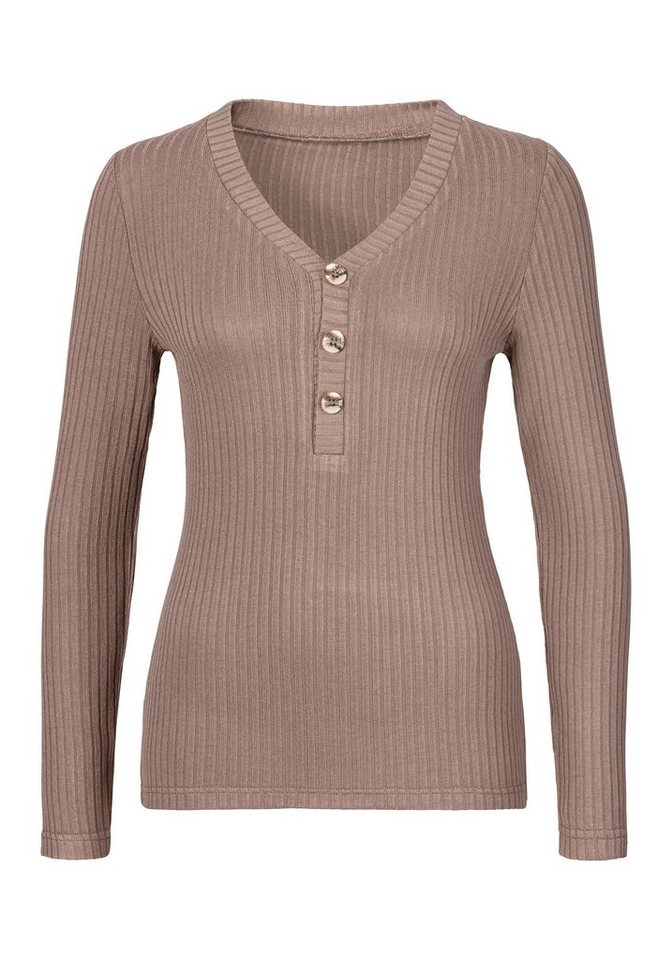 LASCANA Langarmshirt aus elastischem Viskose Rippstrick – Bild 2 von 5