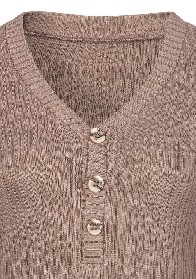 LASCANA Langarmshirt aus elastischem Viskose Rippstrick – Bild 4 von 5