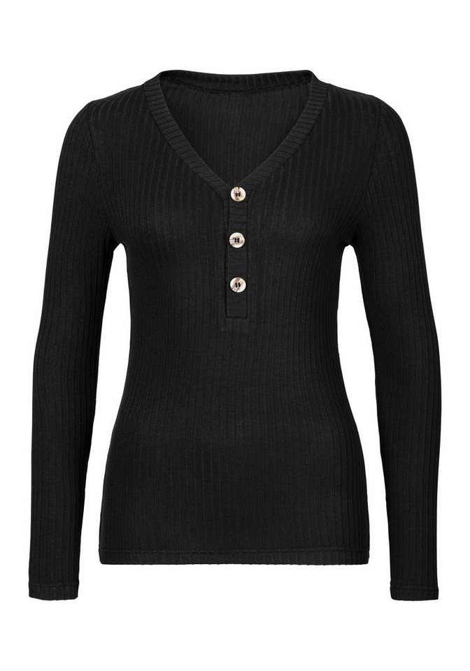 LASCANA Langarmshirt aus elastischem Viskose Rippstrick – Bild 2 von 5