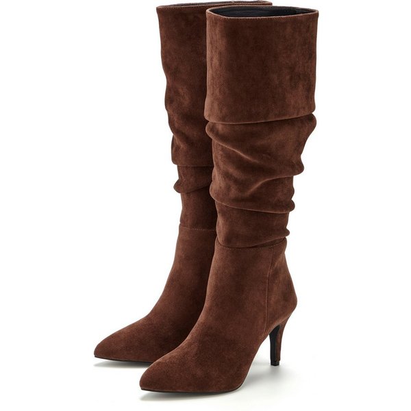 LASCANA Langschaft, High-Heel Stiefelette, Slouchy Boots, Stiefel, Reißverschlussstiefel mit elegant modischer Raffung