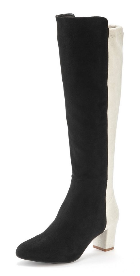 LASCANA Langschaftstiefel, Stiefelette, Stiefel mit Blockabsatz in elegant zweifarbiger Optik – Bild 2 von 5