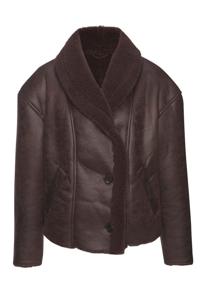 LASCANA Lederimitatjacke mit weichem Teddyfutter und Knopfleiste Kuschelige Übergangsjacke, Herbstjacke aus Kunstleder, Lammkunstfell – Bild 2 von 5