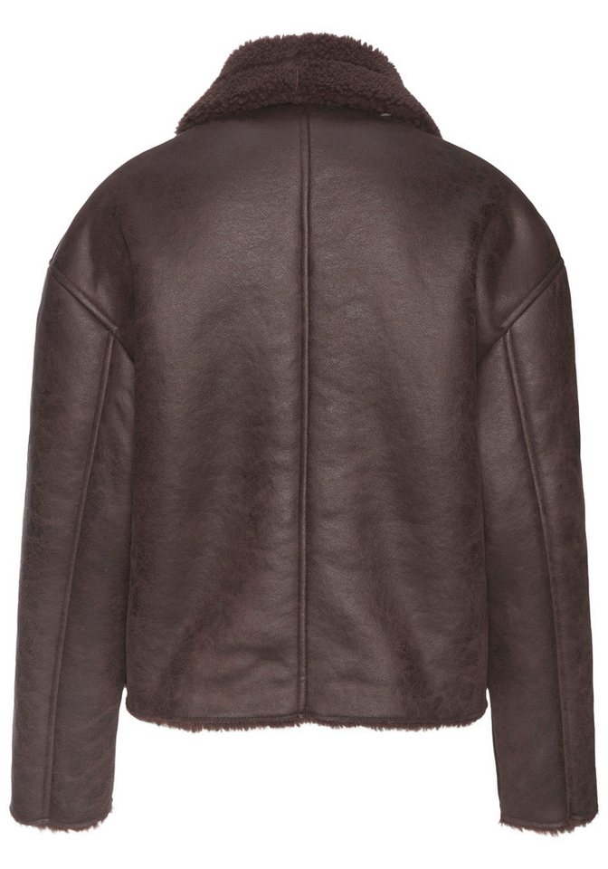 LASCANA Lederimitatjacke mit weichem Teddyfutter und Knopfleiste Kuschelige Übergangsjacke, Herbstjacke aus Kunstleder, Lammkunstfell – Bild 3 von 5