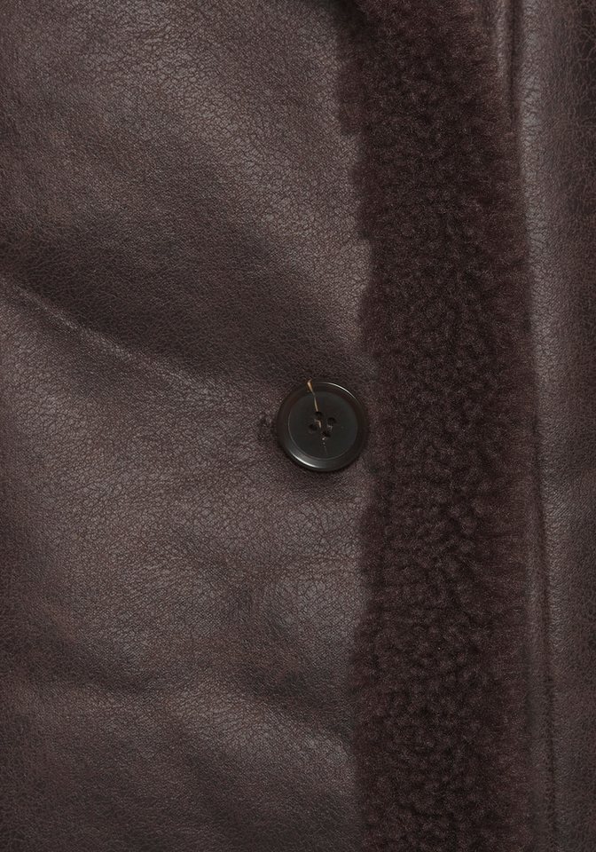 LASCANA Lederimitatjacke mit weichem Teddyfutter und Knopfleiste Kuschelige Übergangsjacke, Herbstjacke aus Kunstleder, Lammkunstfell – Bild 4 von 5