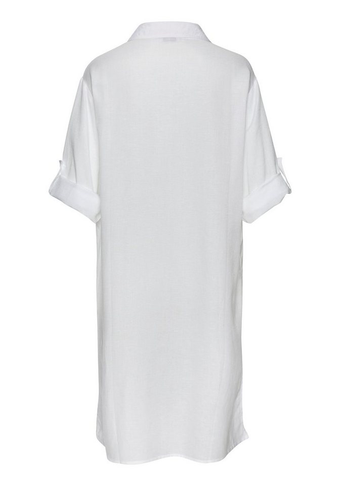 LASCANA Longbluse aus leichter Webware mit Leinenanteil kurzes Strandkleid, luftiges Blusenkleid, lockeres Tunikakleid, Sommer – Bild 4 von 5