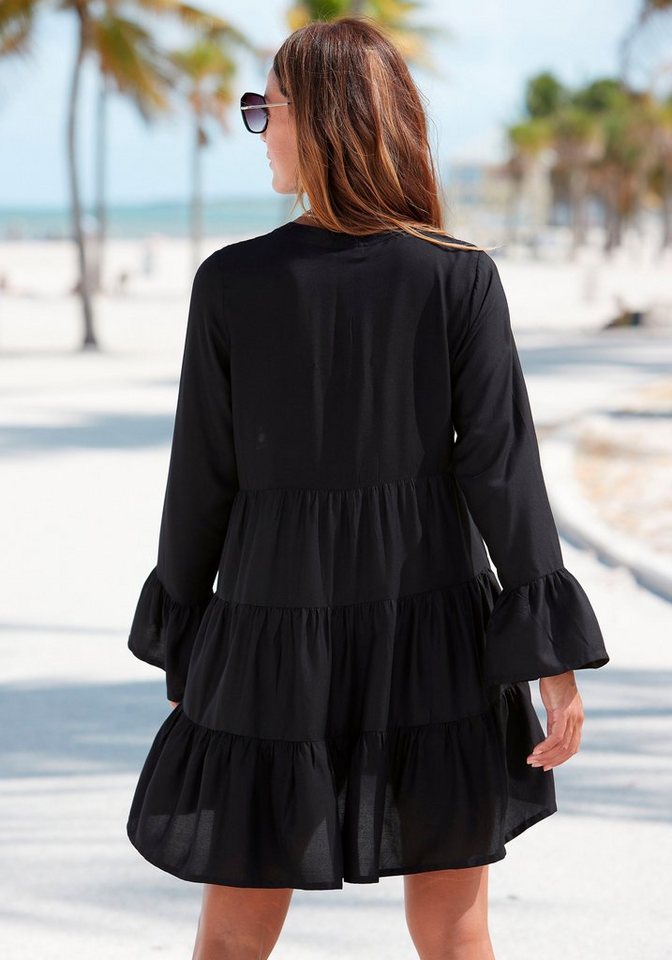 LASCANA Longbluse in weiter Form mit Spitzeneinsätzen Tunika in A-Form, lockeres Blusenkleid, elegantes Strandkleid – Bild 3 von 5