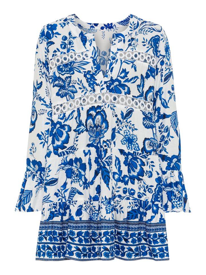 LASCANA Longbluse mit Spitzeneinsätzen, Tunika, Blusenkleid, Strandmode – Bild 2 von 5