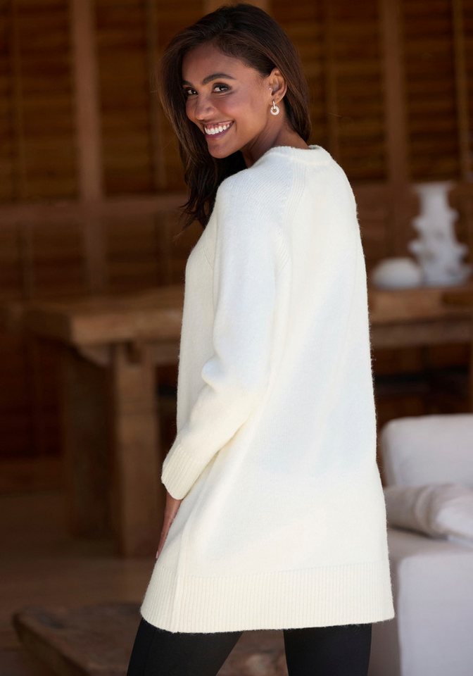 LASCANA Longpullover in lässiger Form aus supersofter Qualität langer Kuschelpulli, bequemes Pulloverkleid, kurzes Strickkleid, Basic – Bild 3 von 5
